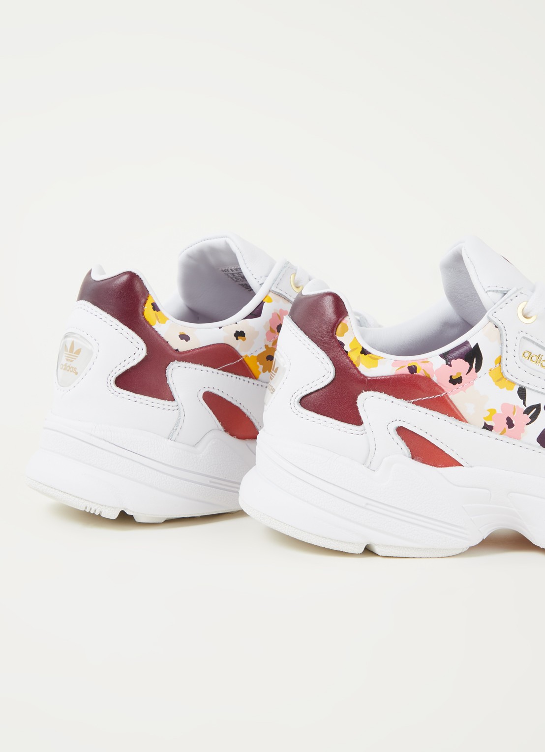 adidas Falcon sneaker van leer met bloemenprint - detail 2 wit