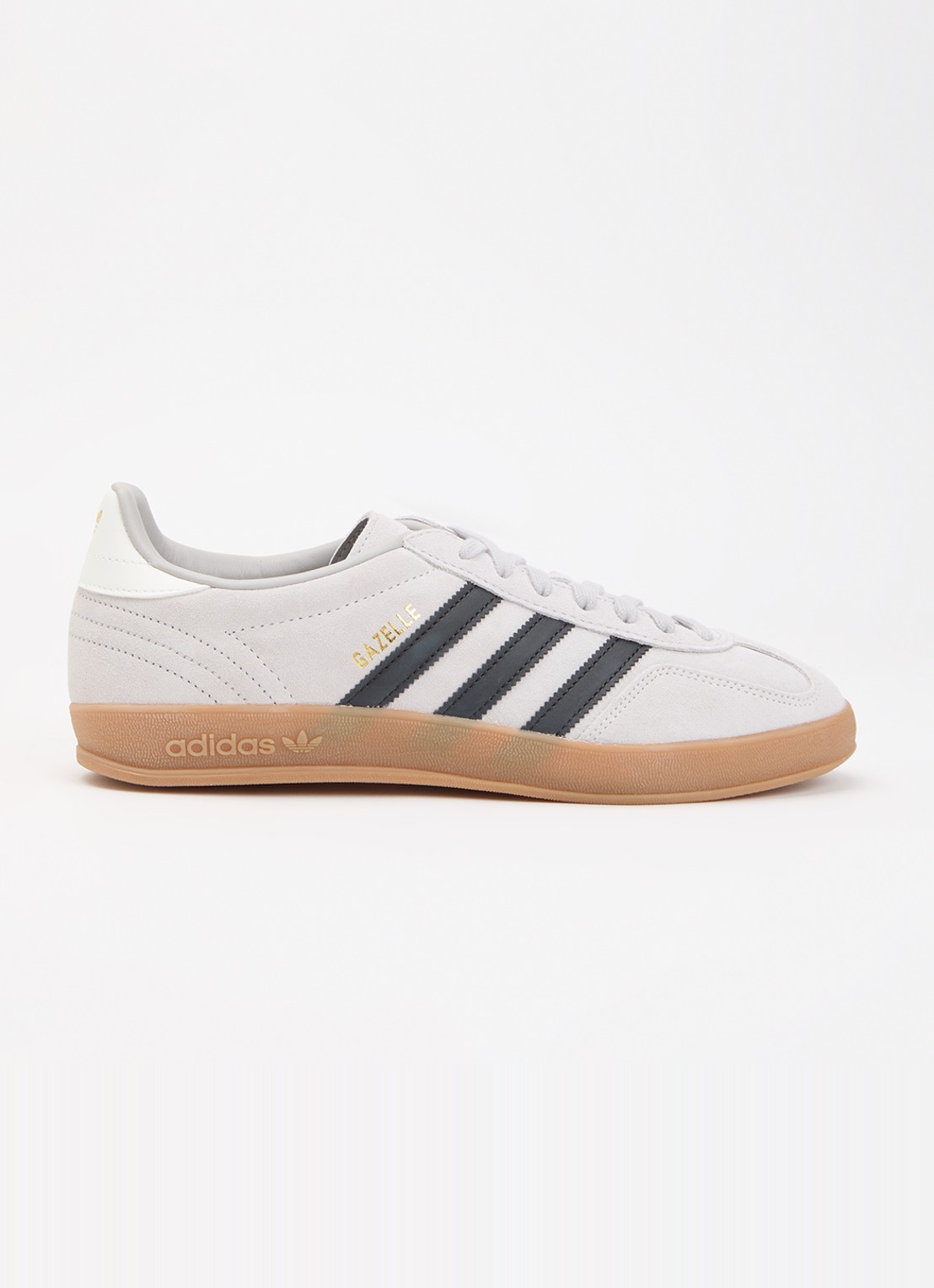 Adidas Gazelle Indoor sneaker van suéde met details van leer  - voorkant 5 lichtgrijs