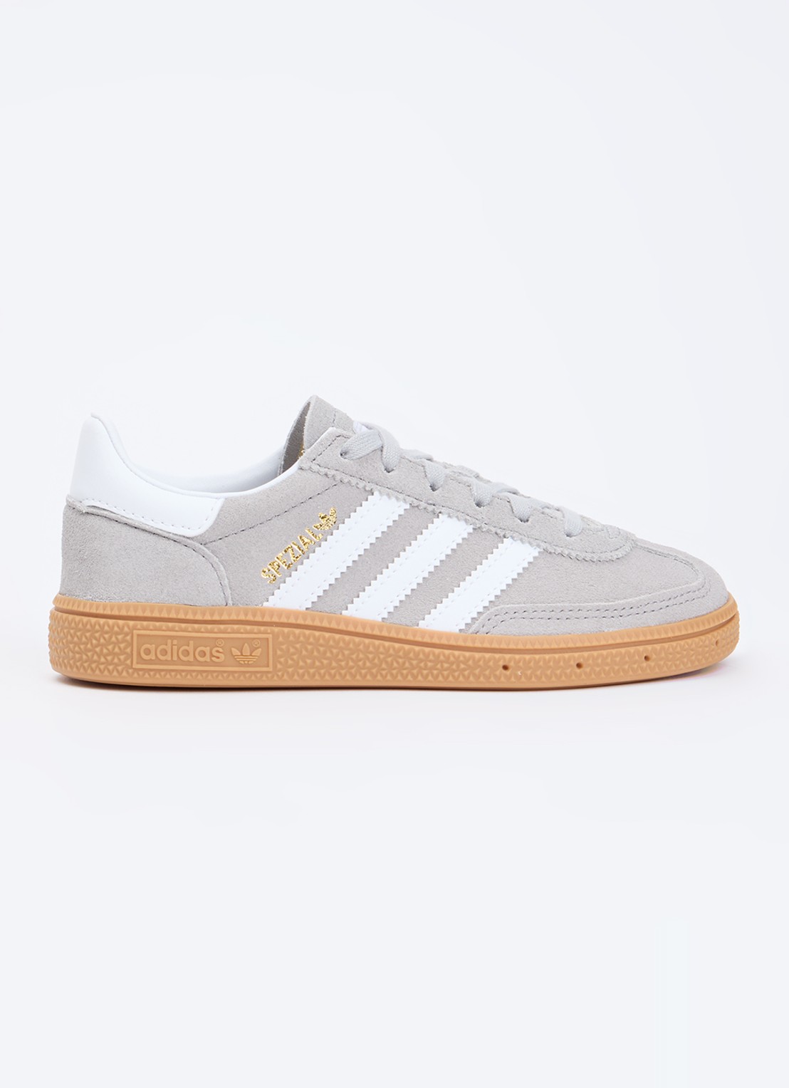 Adidas Handball Spezial sneaker van suède met leren details - voorkant lichtgrijs
