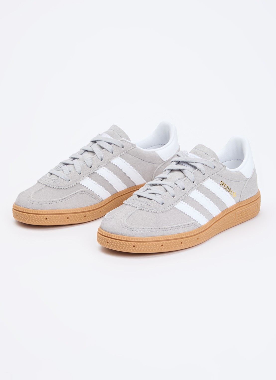 Adidas Handball Spezial sneaker van suède met leren details - voorkant 2 lichtgrijs