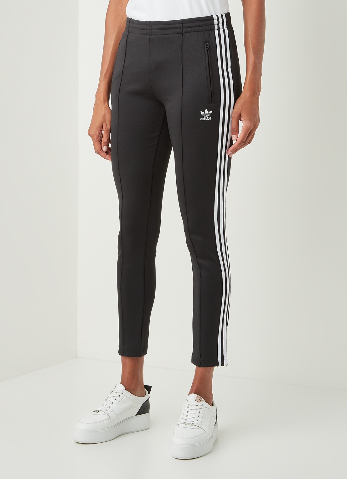 Adidas High waist slim fit joggingbroek met logo - detail 4 zwart