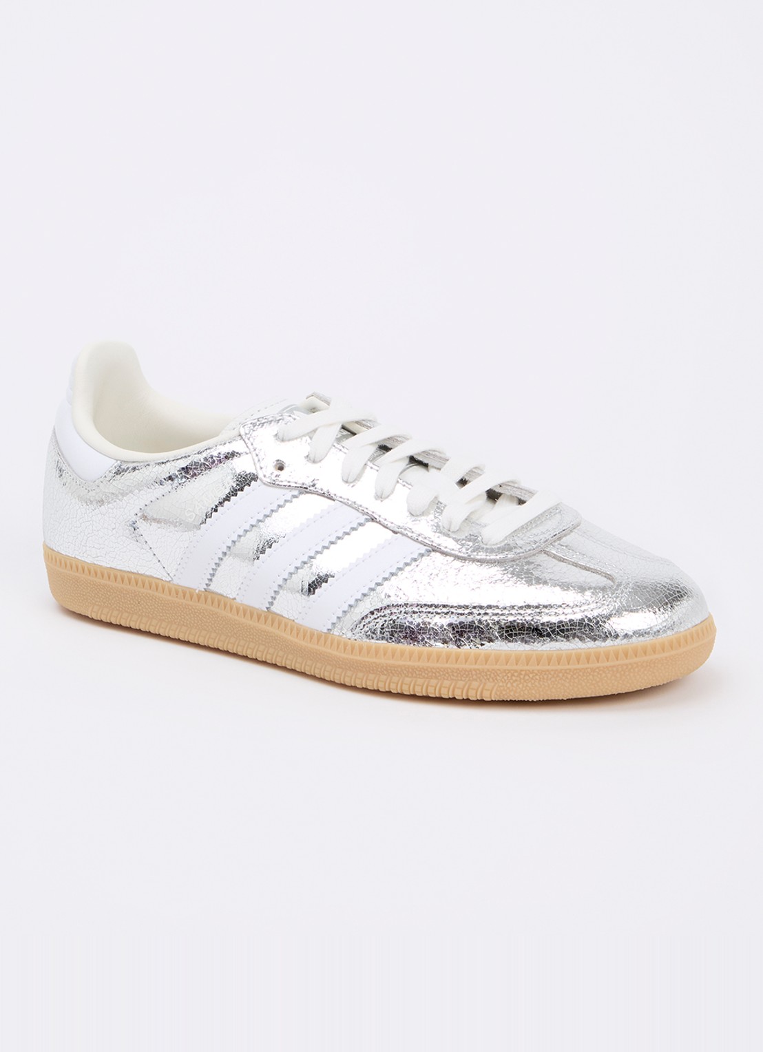 Adidas Samba OG sneaker van leer met lakfinish - voorkant 2 zilver