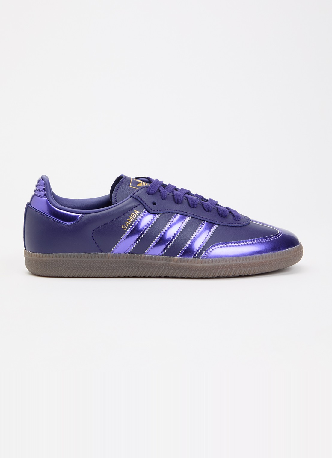 Adidas Samba OG sneaker van leer met metallic details - voorkant 2 paars