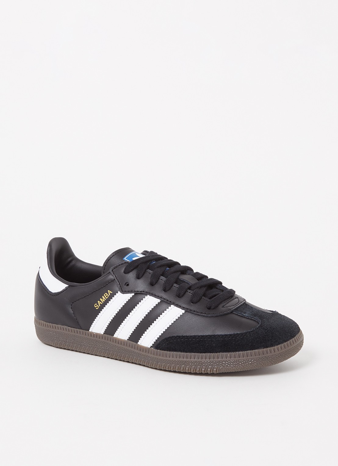 Adidas Samba OG sneaker van leer met suède details  - voorkant diepzwart