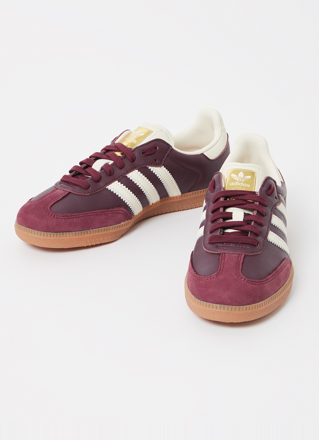Adidas Samba OG sneaker van leer met suède details  - detail 2 bordeauxrood