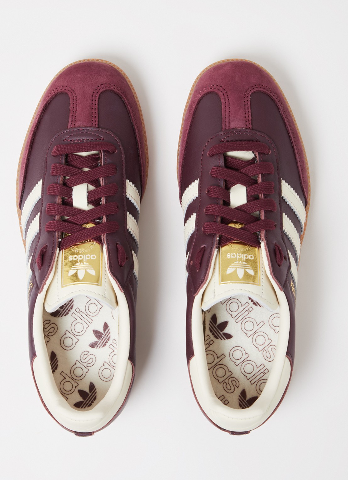 Adidas Samba OG sneaker van leer met suède details  - detail 3 bordeauxrood