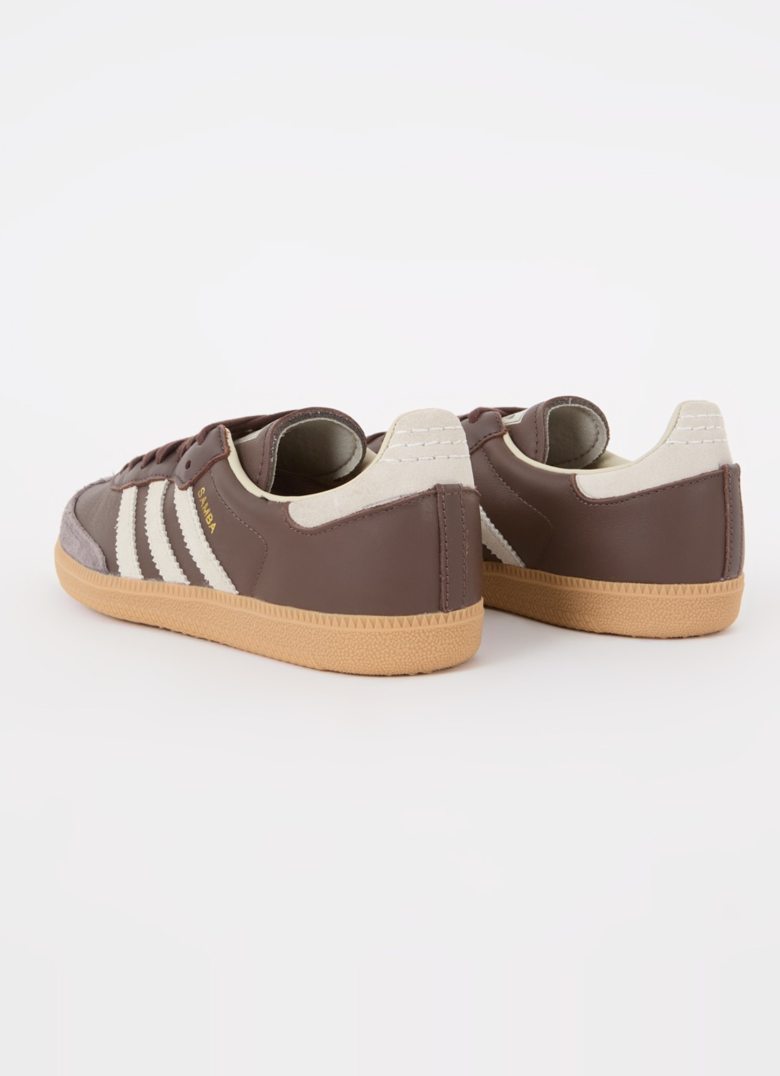 Adidas Samba OG sneaker van leer met suède details  - achterkant 5 donkerbruin