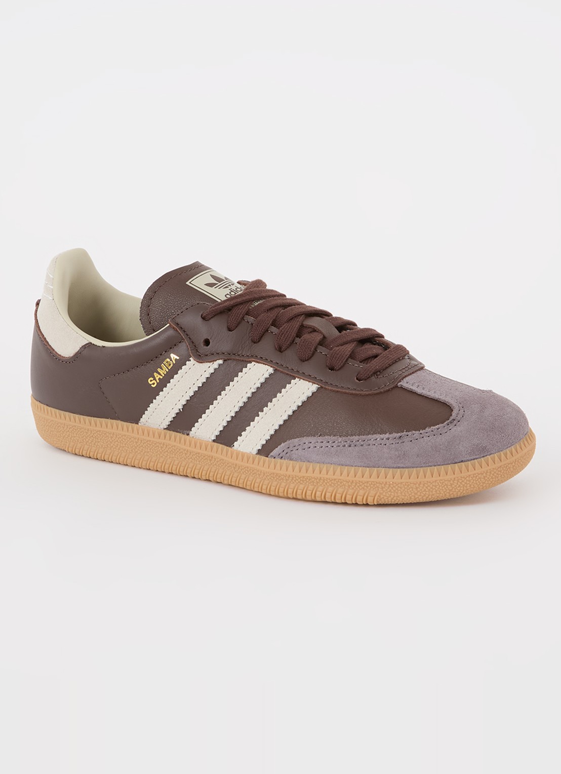 Adidas Samba OG sneaker van leer met suède details  - voorkant 4 donkerbruin