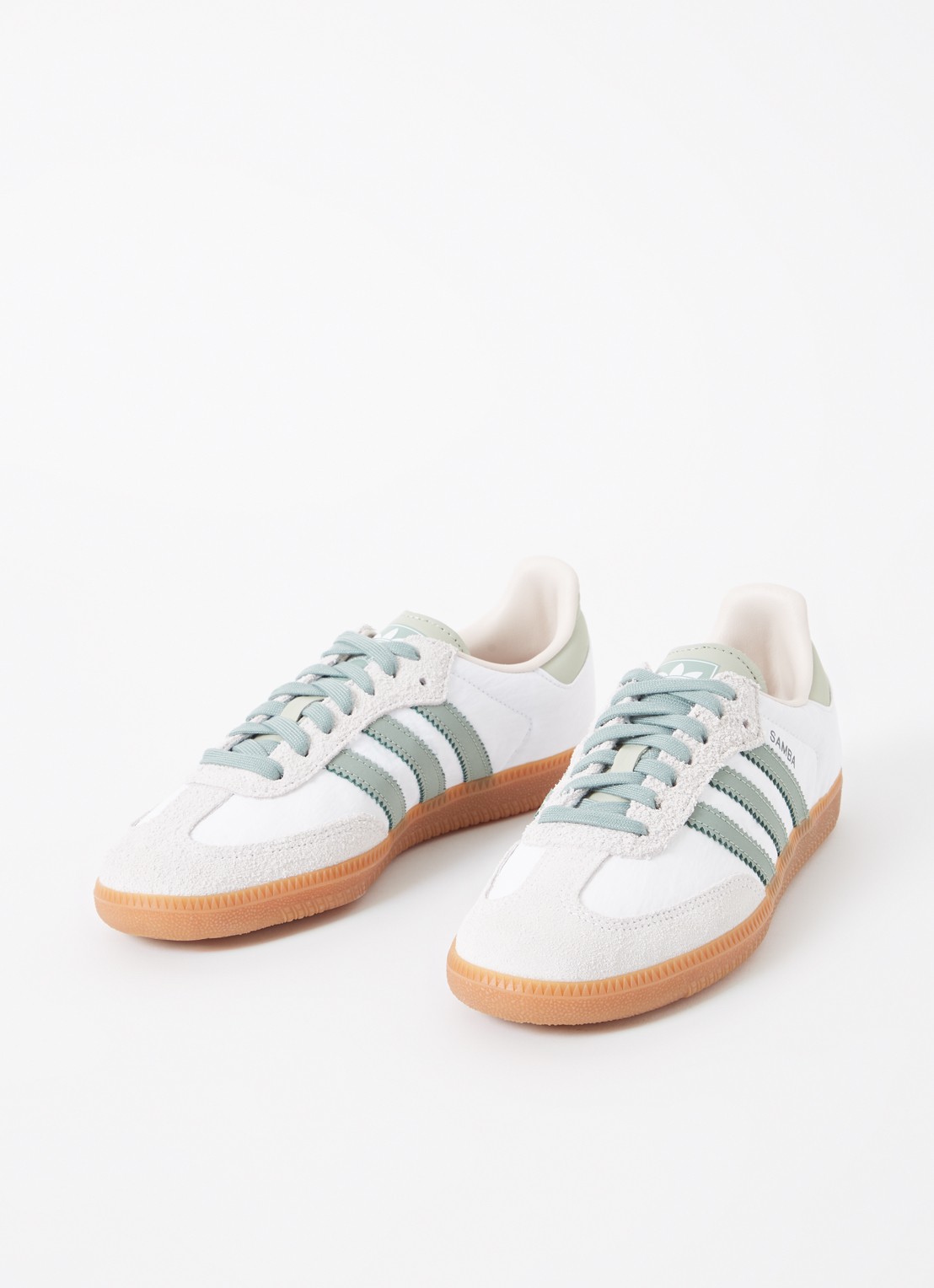 Adidas Samba OG sneaker van leer met suède details  - detail lindegroen