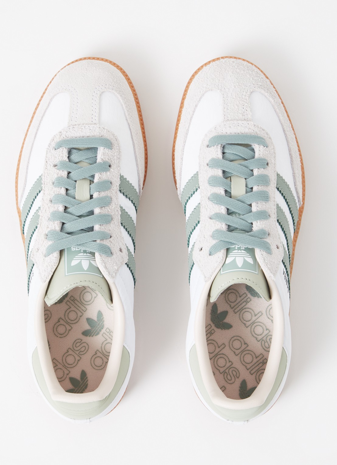 Adidas Samba OG sneaker van leer met suède details  - detail 2 lindegroen
