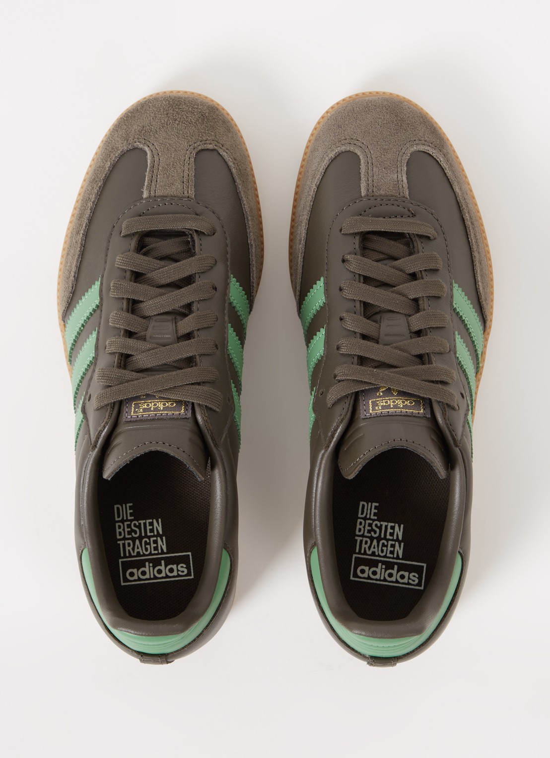 Adidas Samba OG sneaker van leer met suède details  - detail 3 olijfgroen