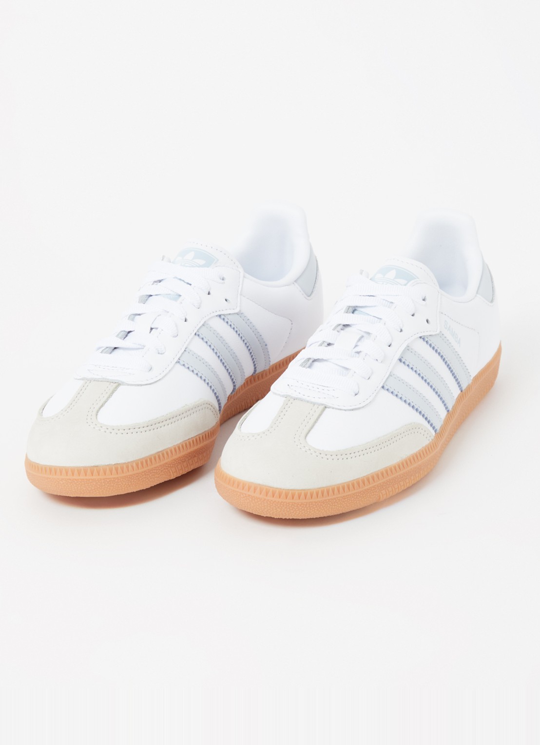 Adidas Samba OG sneaker van leer met suède details  - detail lichtblauw