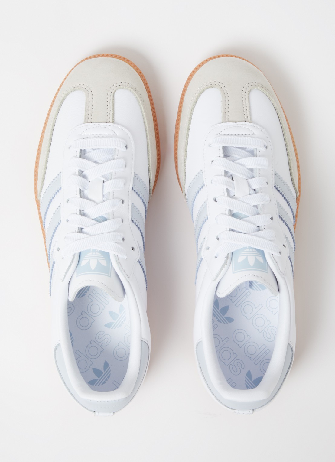 Adidas Samba OG sneaker van leer met suède details  - detail 3 lichtblauw