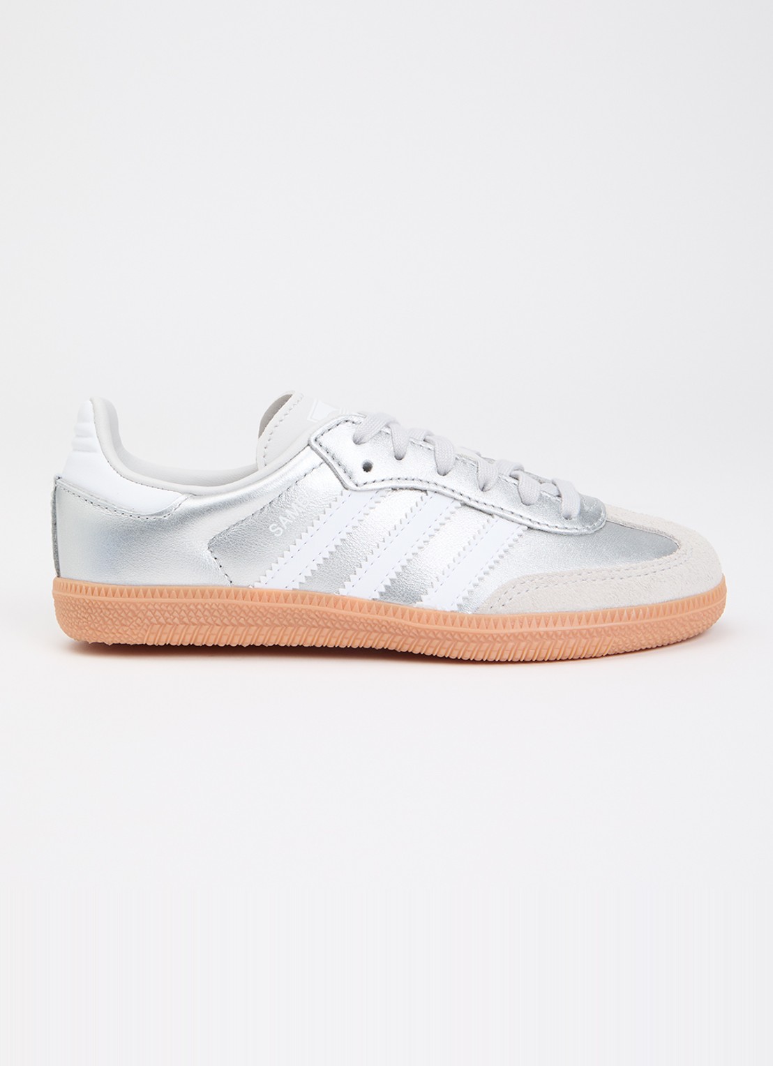 Adidas Samba OG sneaker van leer met suède details - voorkant 3 zilver