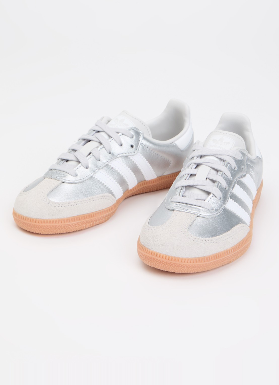 Adidas Samba OG sneaker van leer met suède details - voorkant 4 zilver