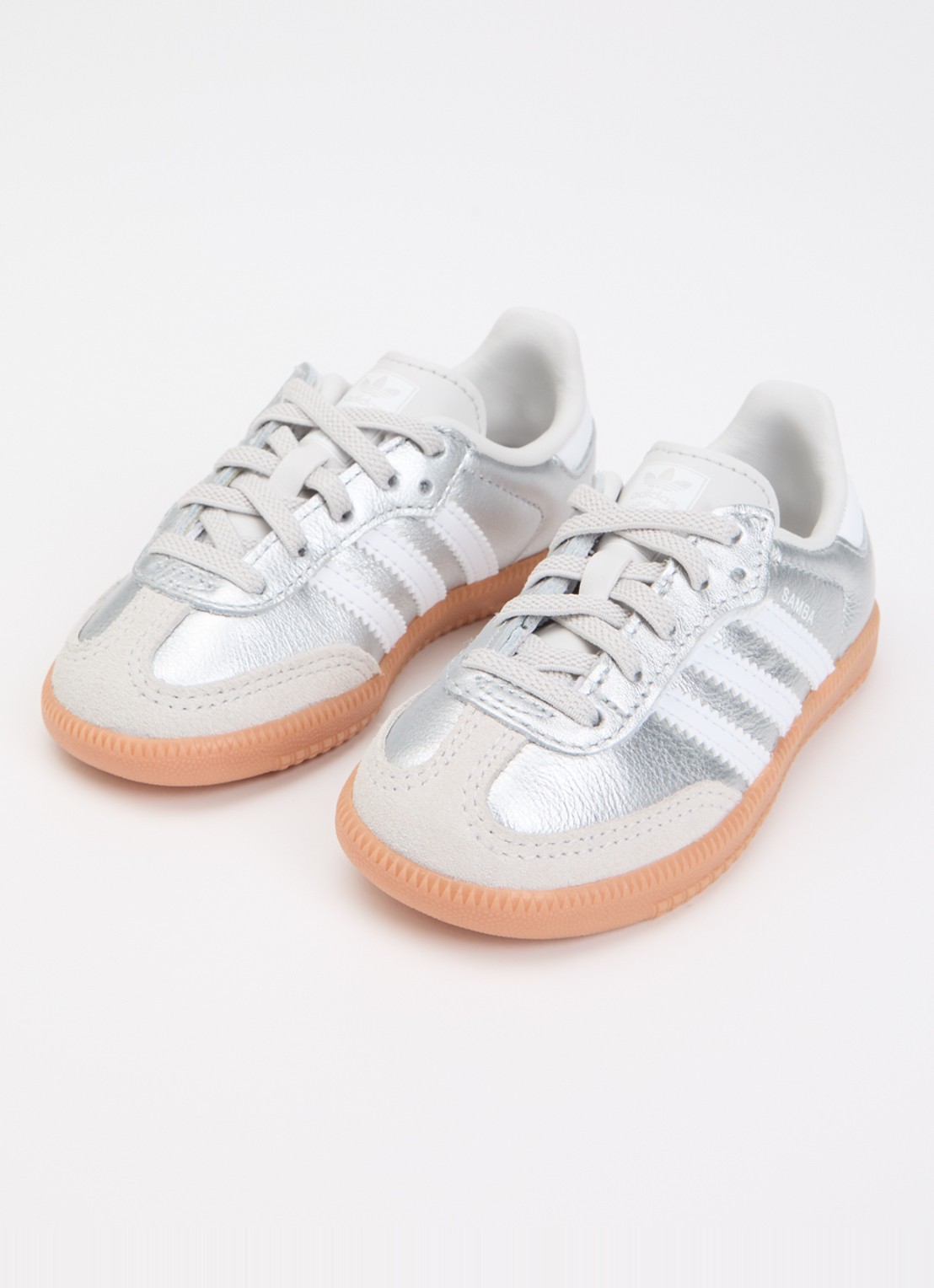 Adidas Samba OG sneaker van leer met suède details - voorkant 5 zilver