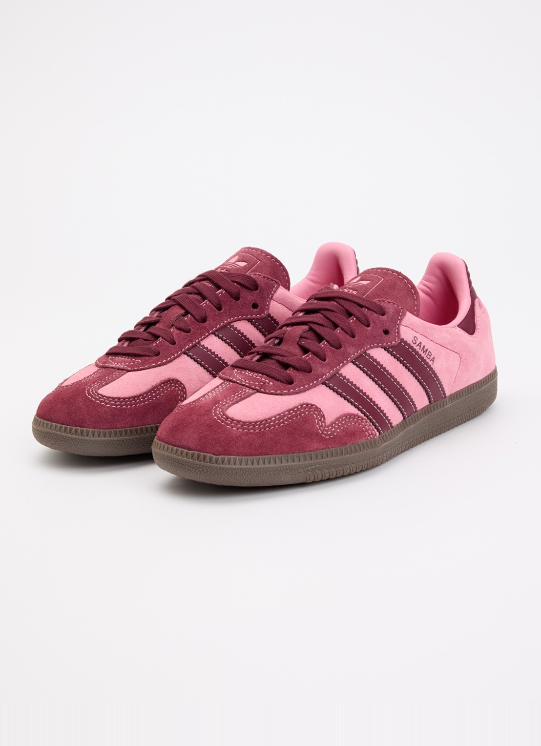 Adidas Samba OG sneaker van suede met lerendetails - detail roze
