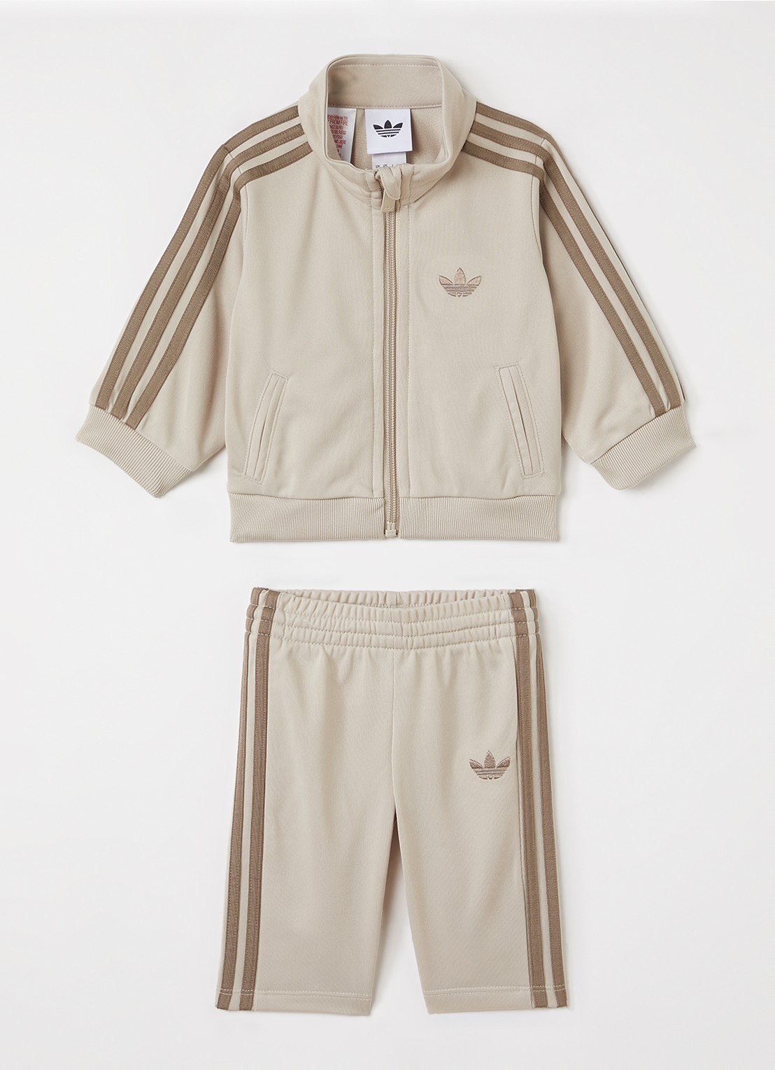 Adidas Set van trackvest met trackpants 2-delig - voorkant beige