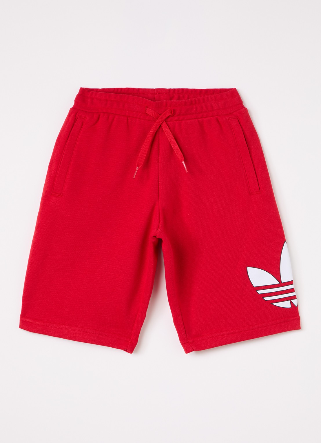 Adidas Straight fit korte joggingbroek met logoprint - voorkant rood