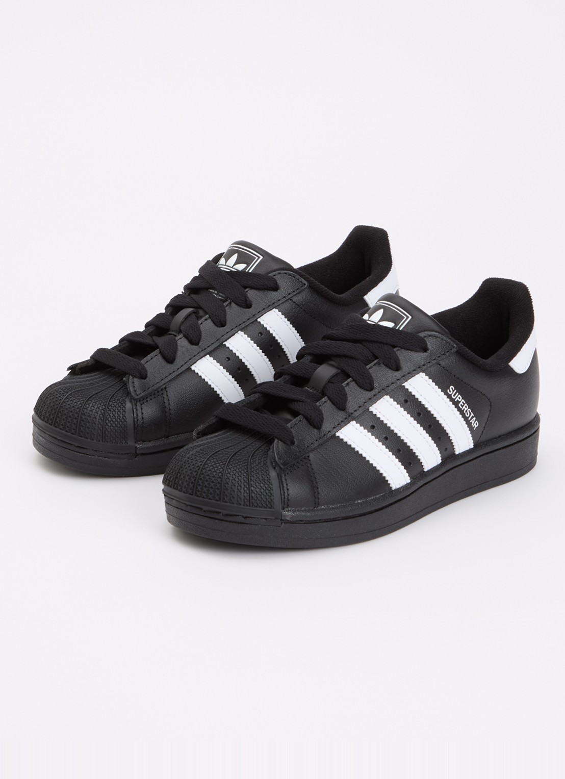 Adidas Superstar II sneaker van leer met logo - voorkant 2 zwart