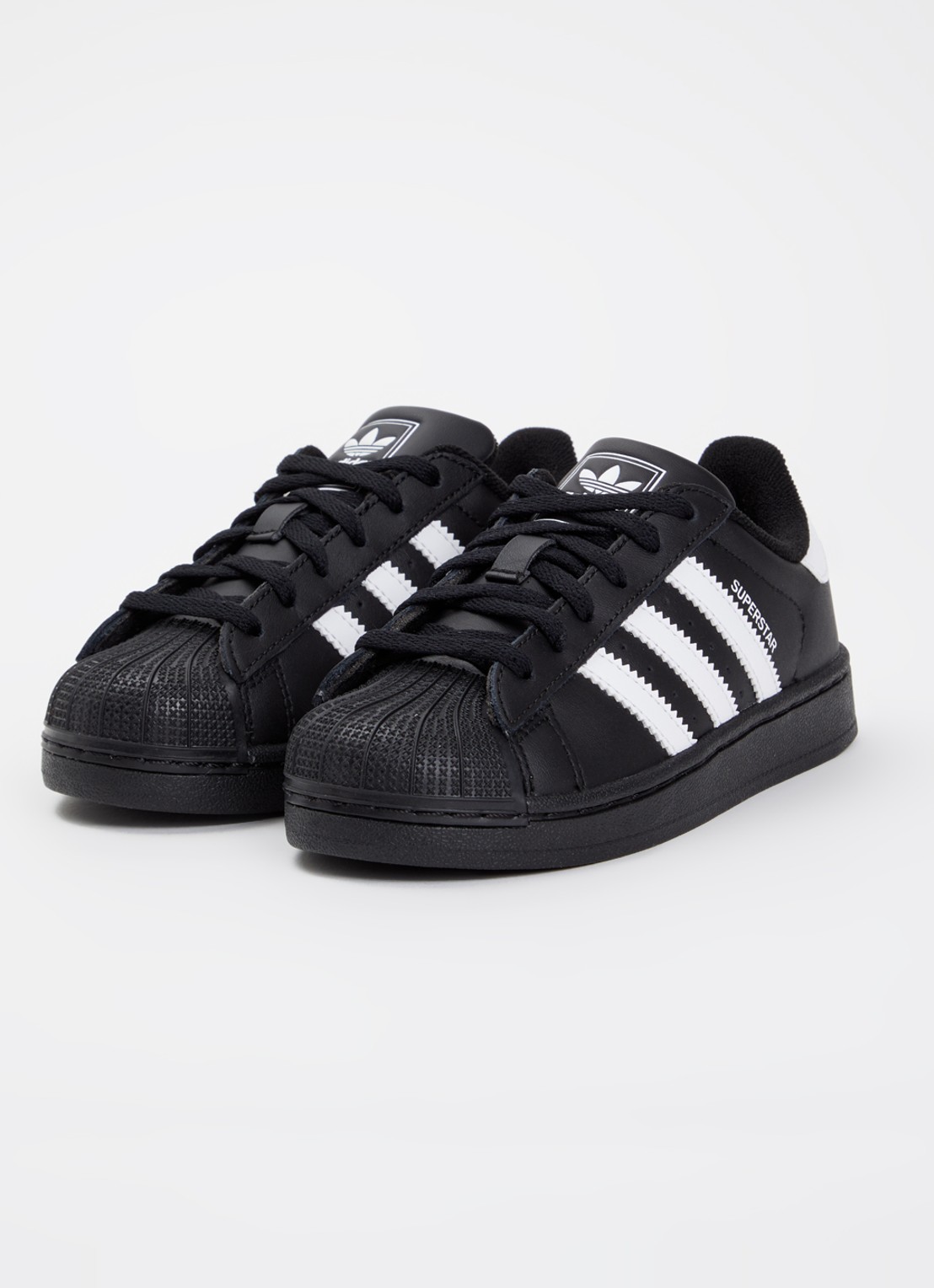 Adidas Superstar II sneaker van leer met logo - voorkant 4 zwart