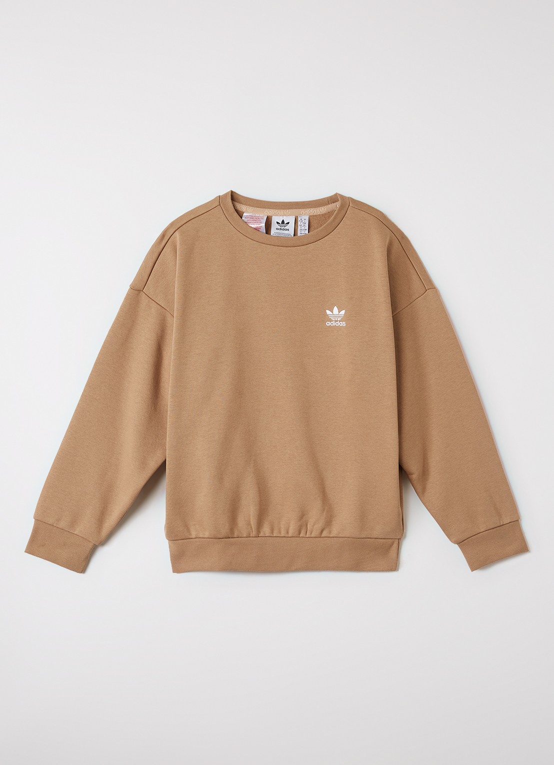 Adidas Sweater met logoborduring - voorkant camel