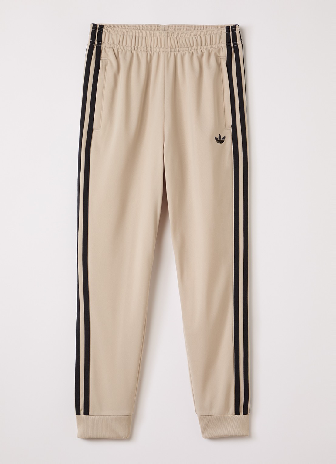 Adidas Tapered fit trackpants met logoborduring - voorkant 2 beige