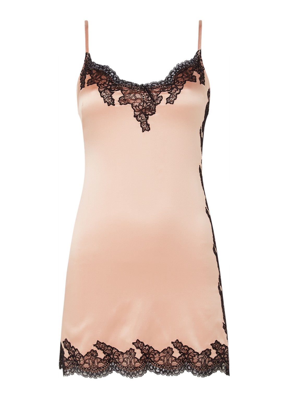 Agent Provocateur Amelea slipdress van zijde met kant - voorkant 4 oudroze