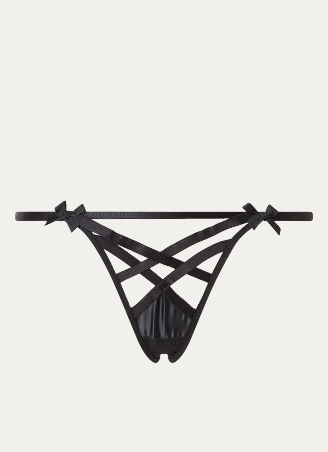 Agent Provocateur Briella string met mesh - voorkant zwart