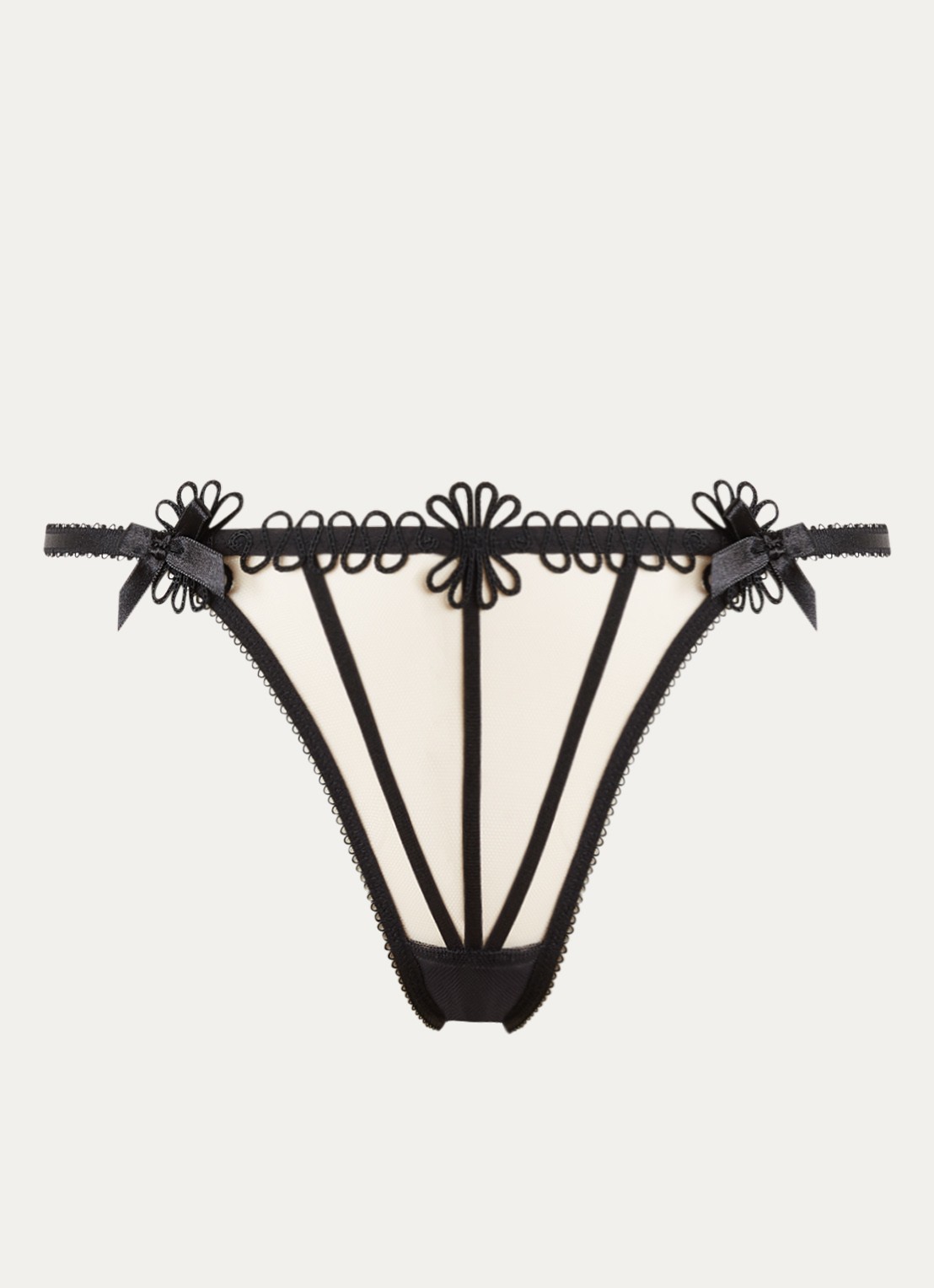 Agent Provocateur Coletta slip van mesh met bloemborduring - voorkant zwart