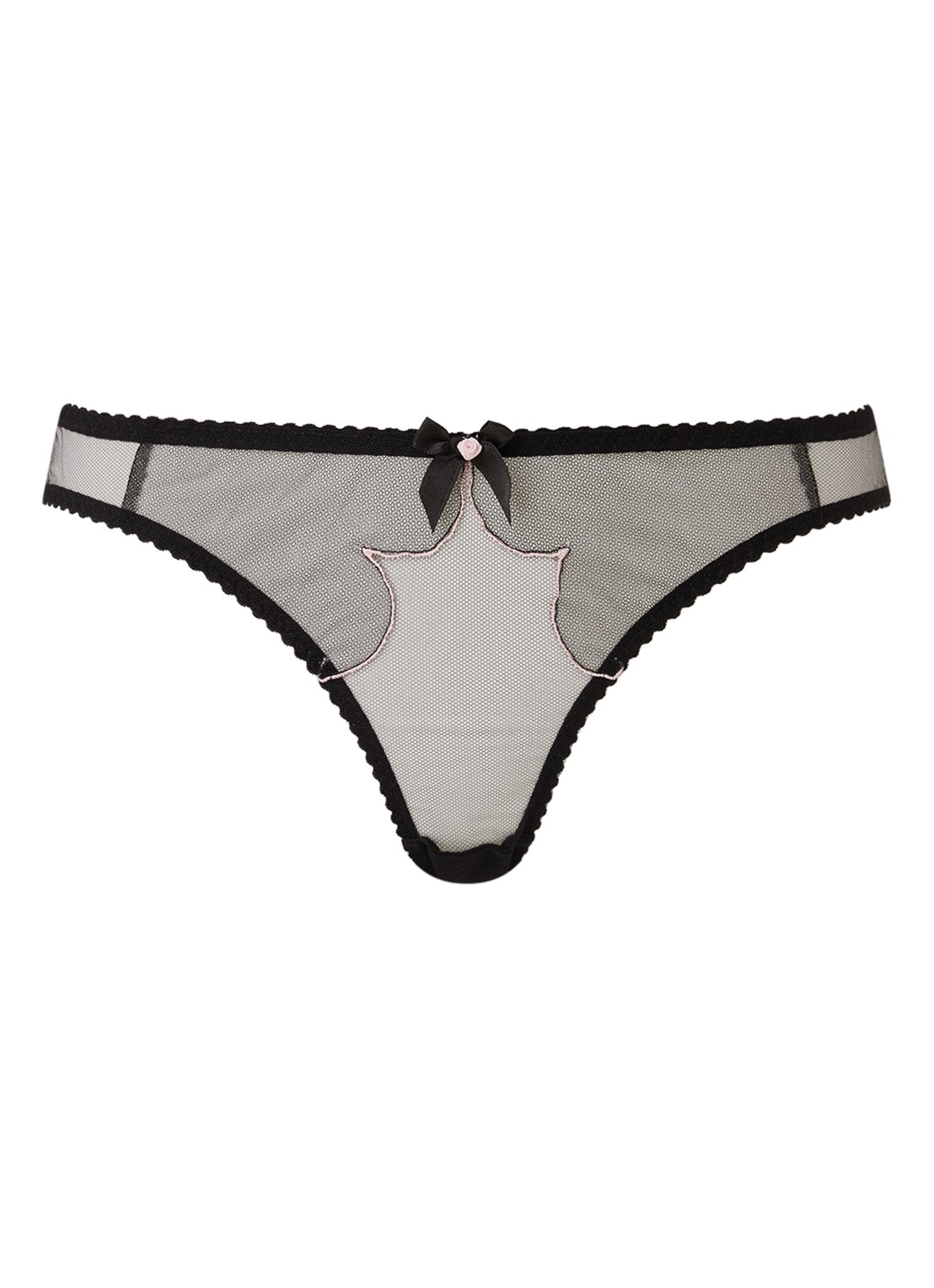 Agent Provocateur Lorna slip van mesh met borduring - voorkant 3 zwart