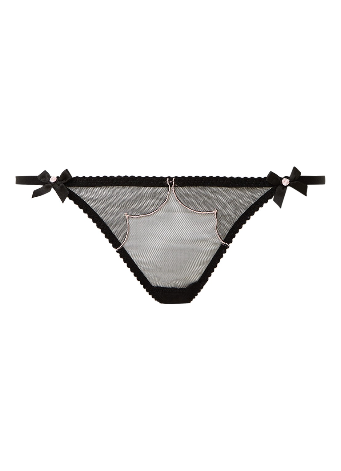 Agent Provocateur Lorna string van mesh met borduring - voorkant zwart