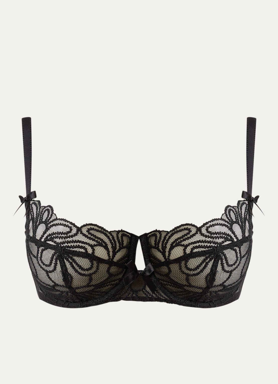 Agent Provocateur Nelle beugel bh van kant met borduring - voorkant 2 zwart