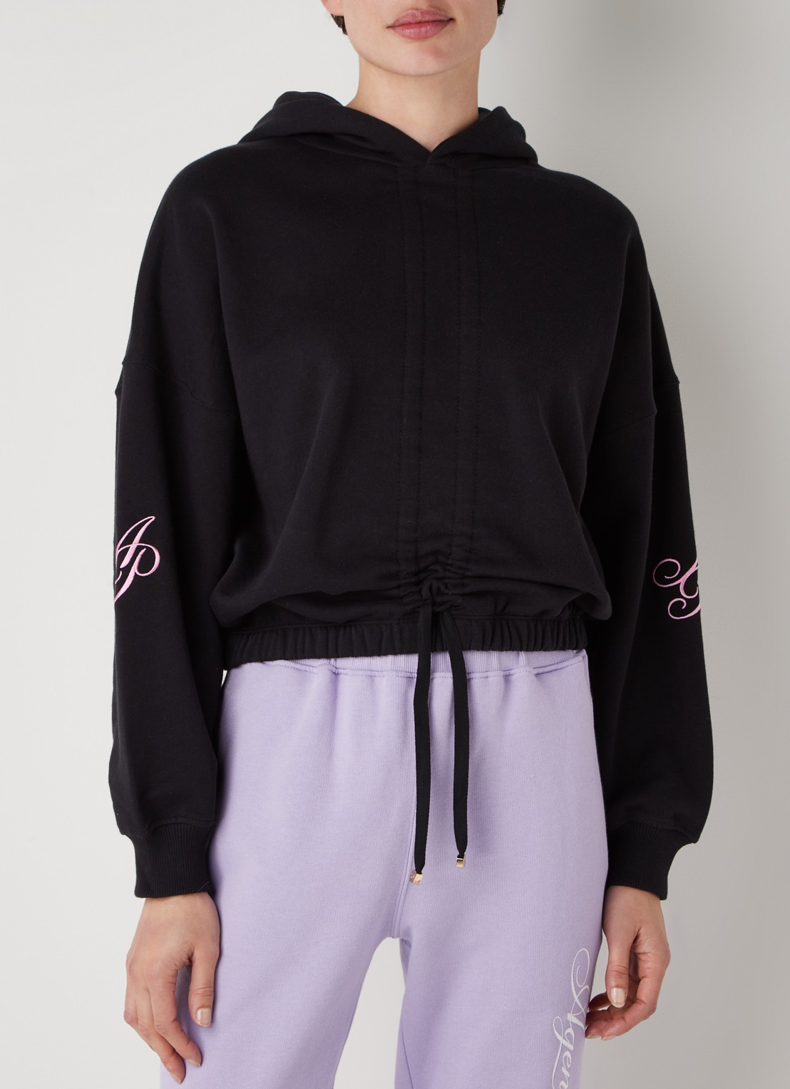 Agent Provocateur Rayley hoodie met rijgdetail en logoborduring - achterkant zwart