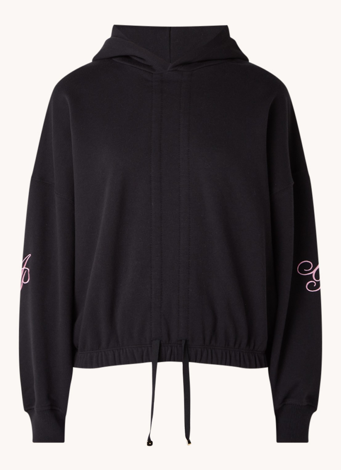 Agent Provocateur Rayley hoodie met rijgdetail en logoborduring - voorkant 2 zwart