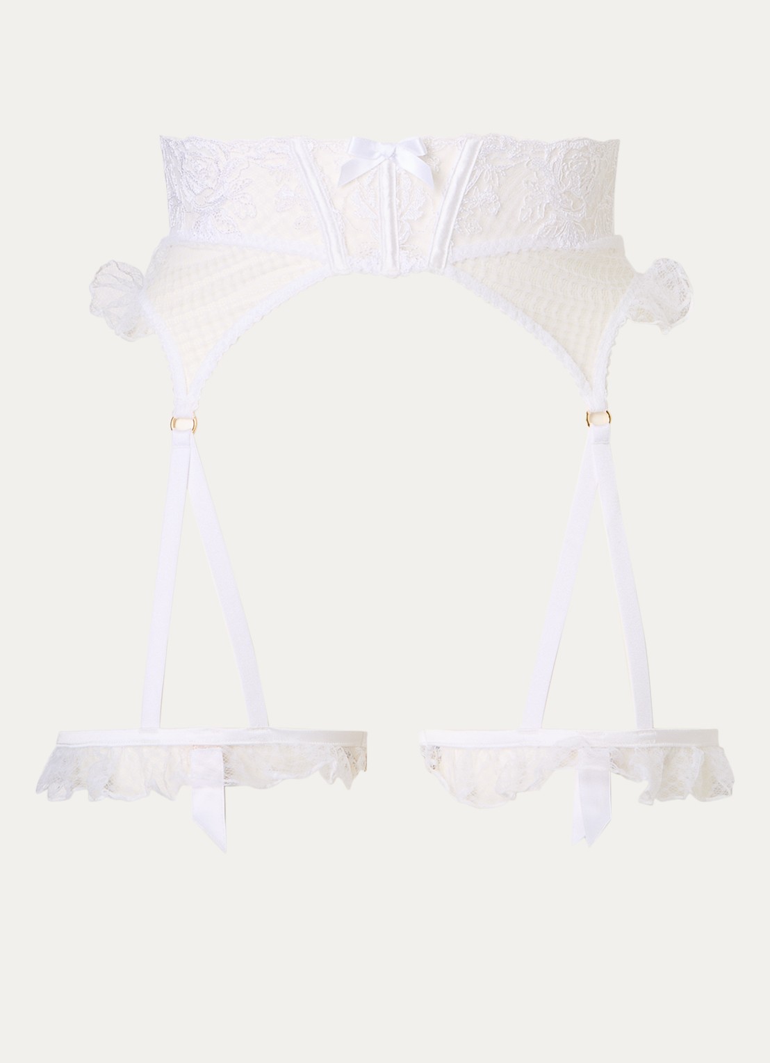 Agent Provocateur Rosia jarretels met mesh en kant - voorkant 4 gebroken wit