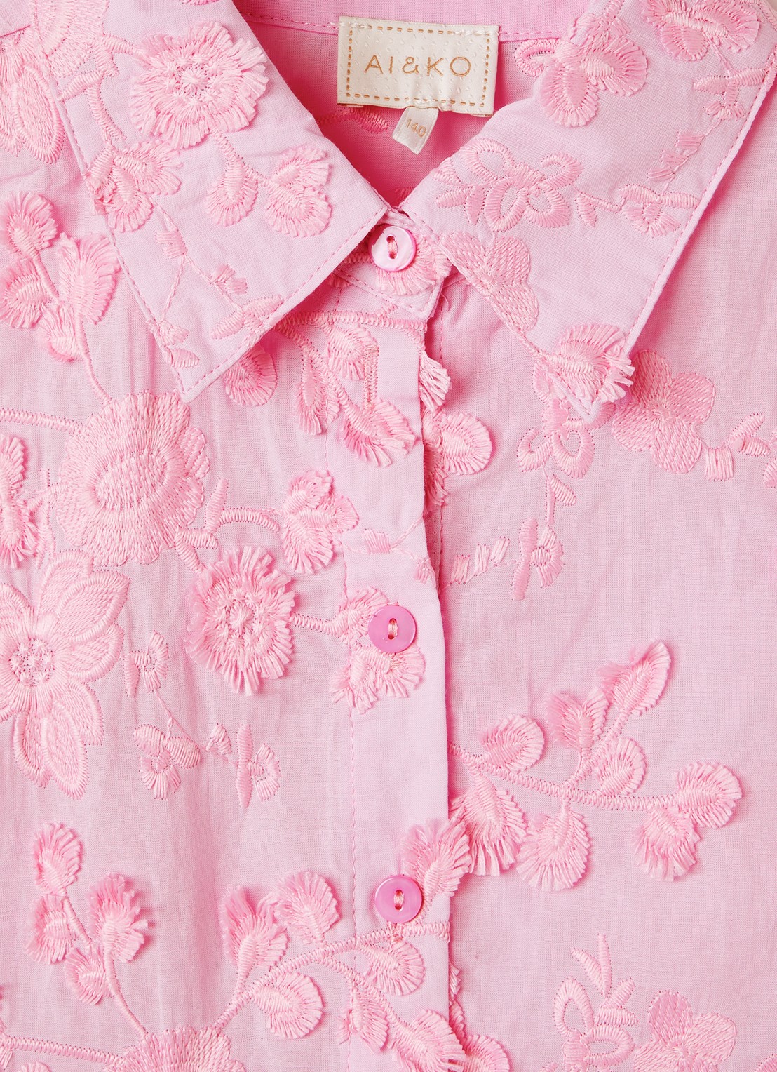 AI&KO Lien blouse met bloemborduring - detail 3 roze