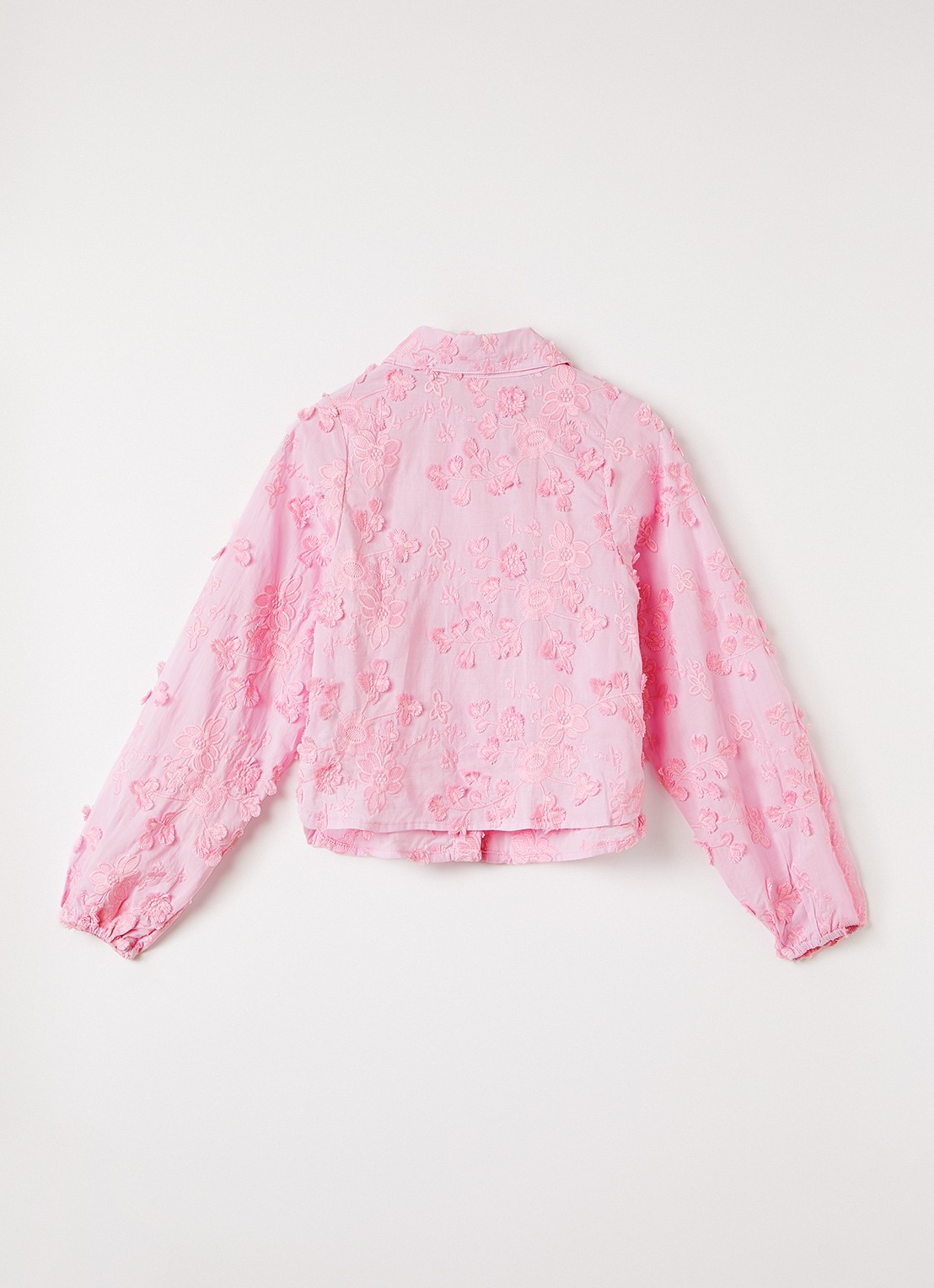 AI&KO Lien blouse met bloemborduring - voorkant 2 roze
