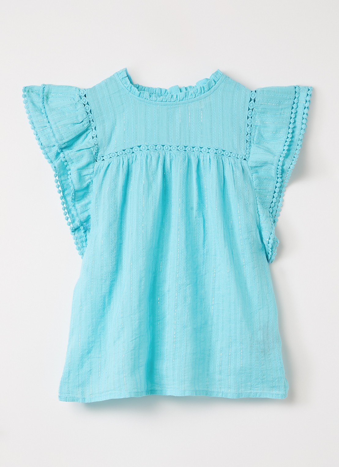 AI&KO Ylenia jurk met lurex - voorkant turquoise