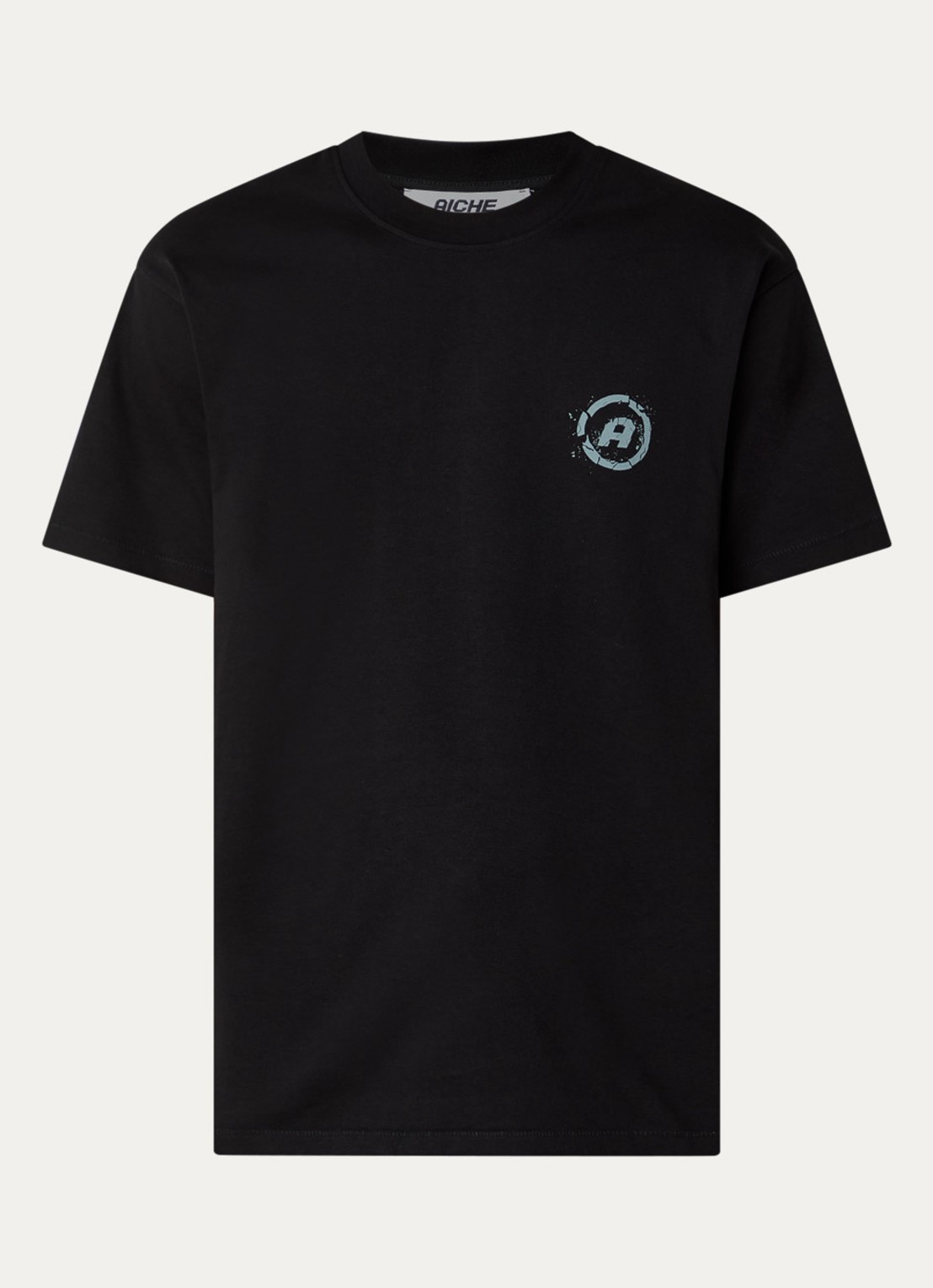 Aiche Broken Pieces T-shirt met logo- en backprint - voorkant zwart