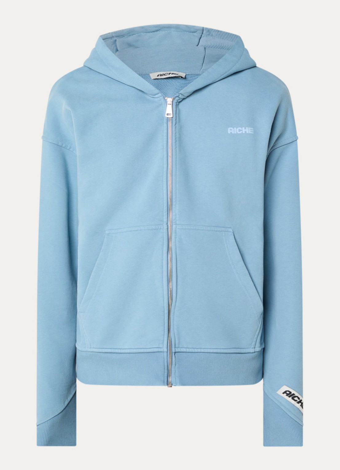Aiche Sweatvest met logo - voorkant lichtblauw