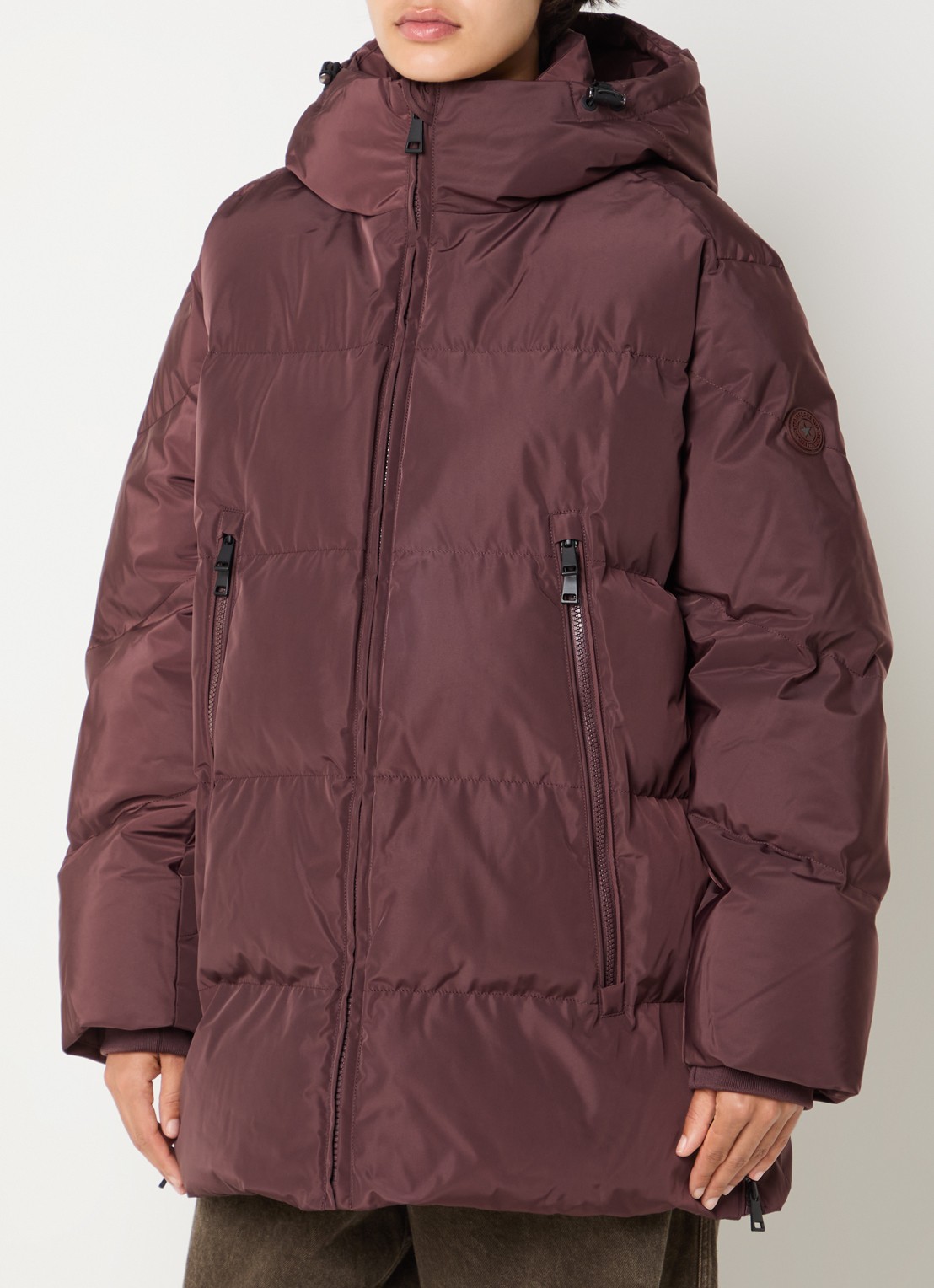 Airforce Ada puffer jas met capuchon en trekkoord - detail 4 chocoladebruin