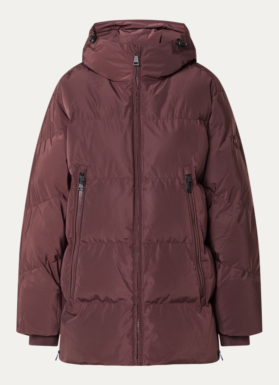 Airforce Ada puffer jas met capuchon en trekkoord - voorkant 2 chocoladebruin