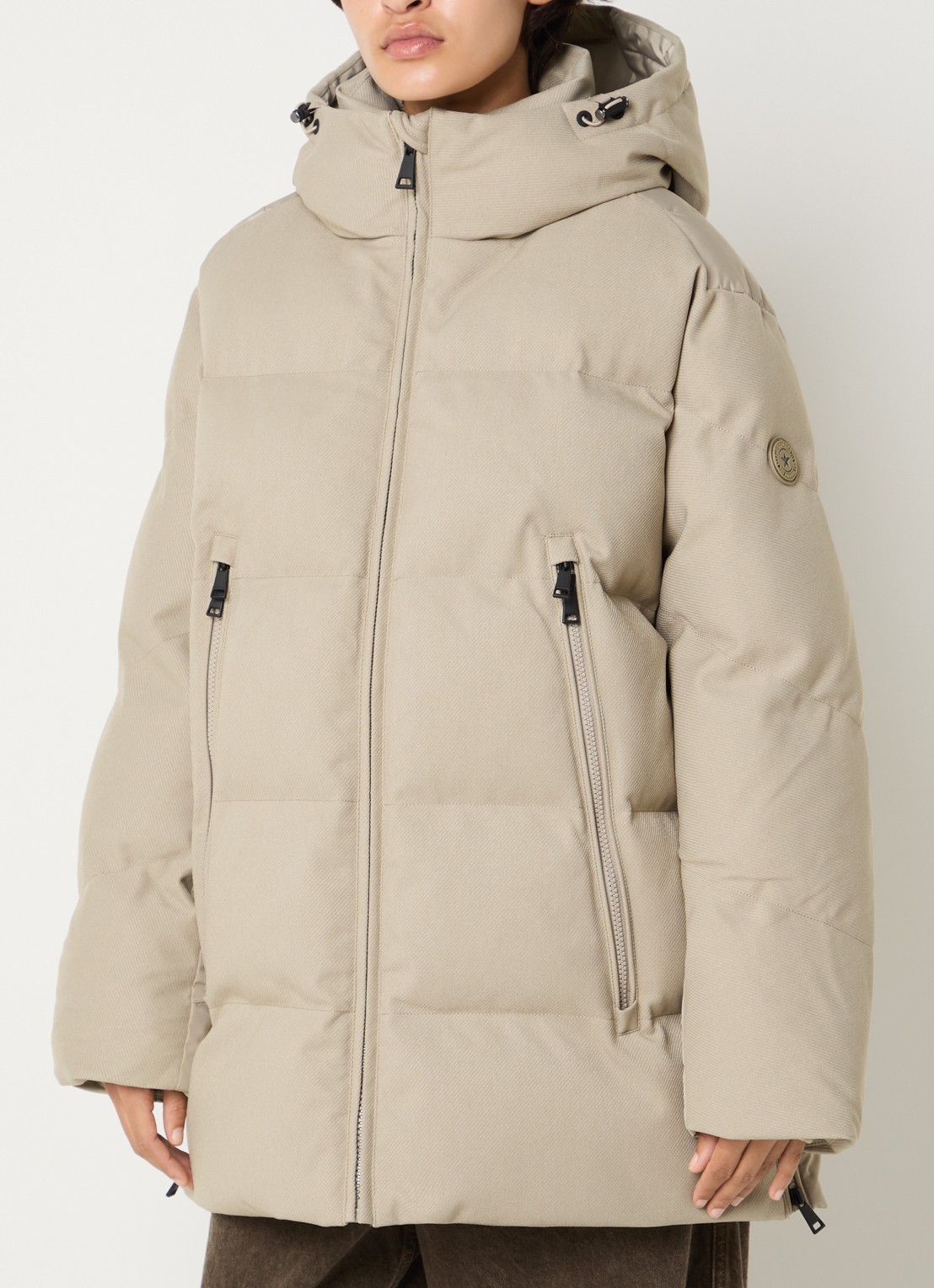 Airforce Ada puffer jas met capuchon en trekkoord - detail creme