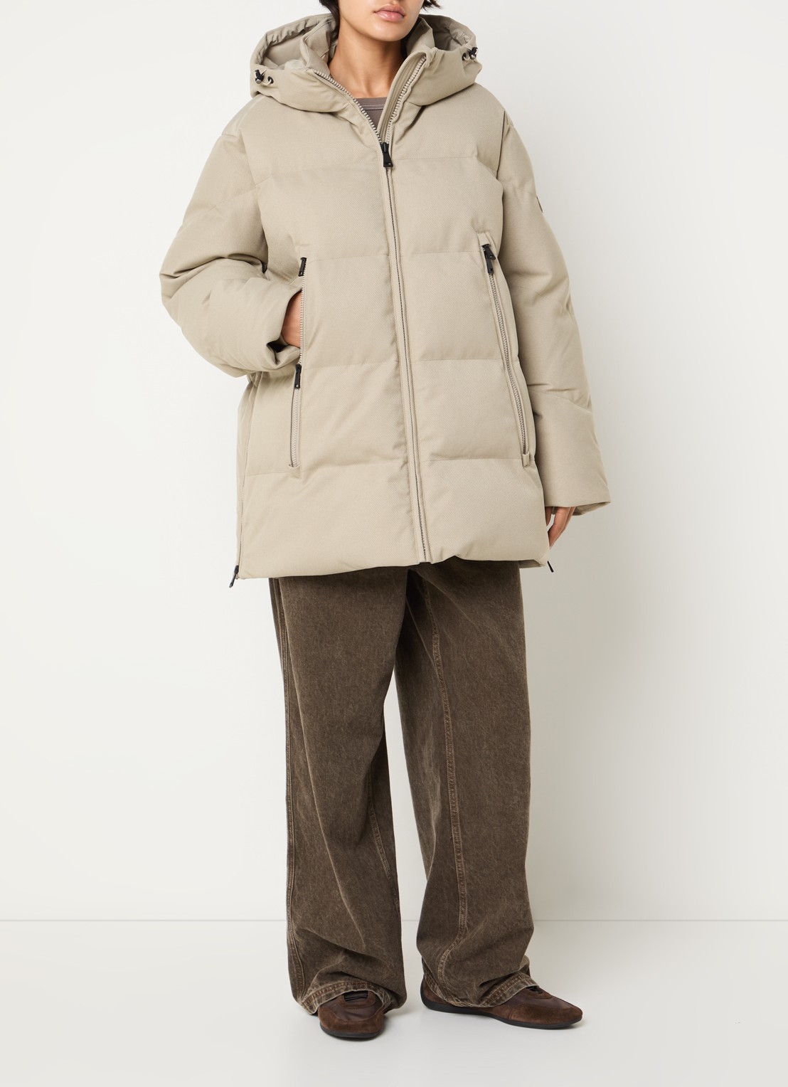 Airforce Ada puffer jas met capuchon en trekkoord - voorkant 4 creme