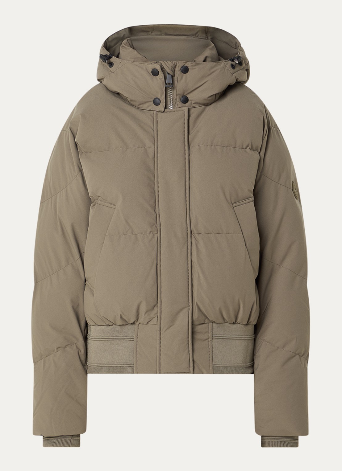 Airforce Bex gewatteerd bomberjack met afneembare capuchon en waterafstotende coating - voorkant khaki