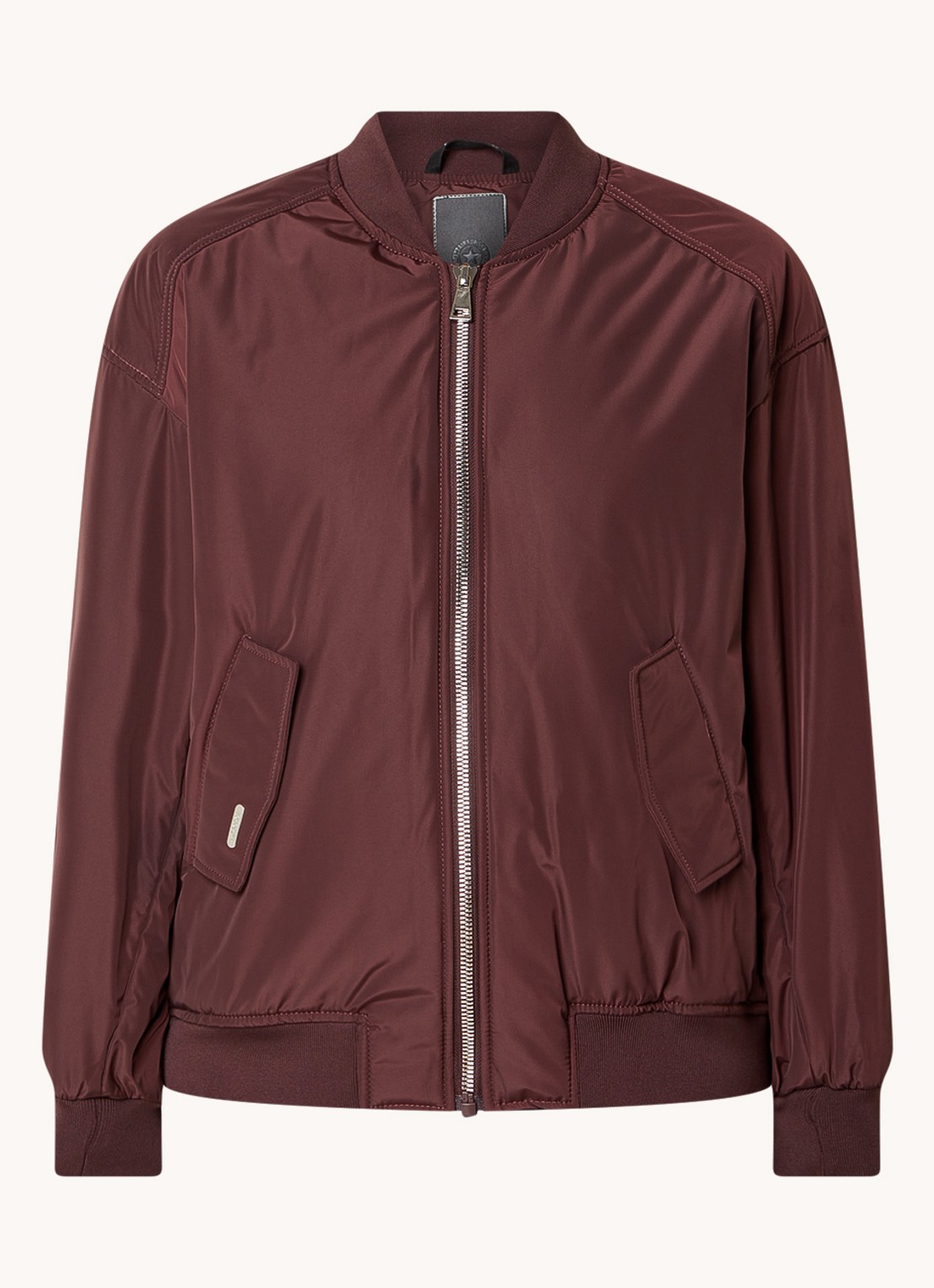 Airforce Bobby bomberjack met logo - voorkant aubergine