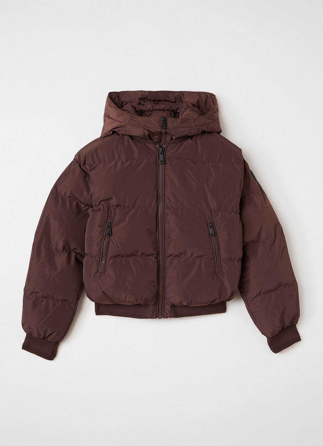 Airforce Bree puffer jack met logo met afneembare capuchon - voorkant 2 bordeauxrood