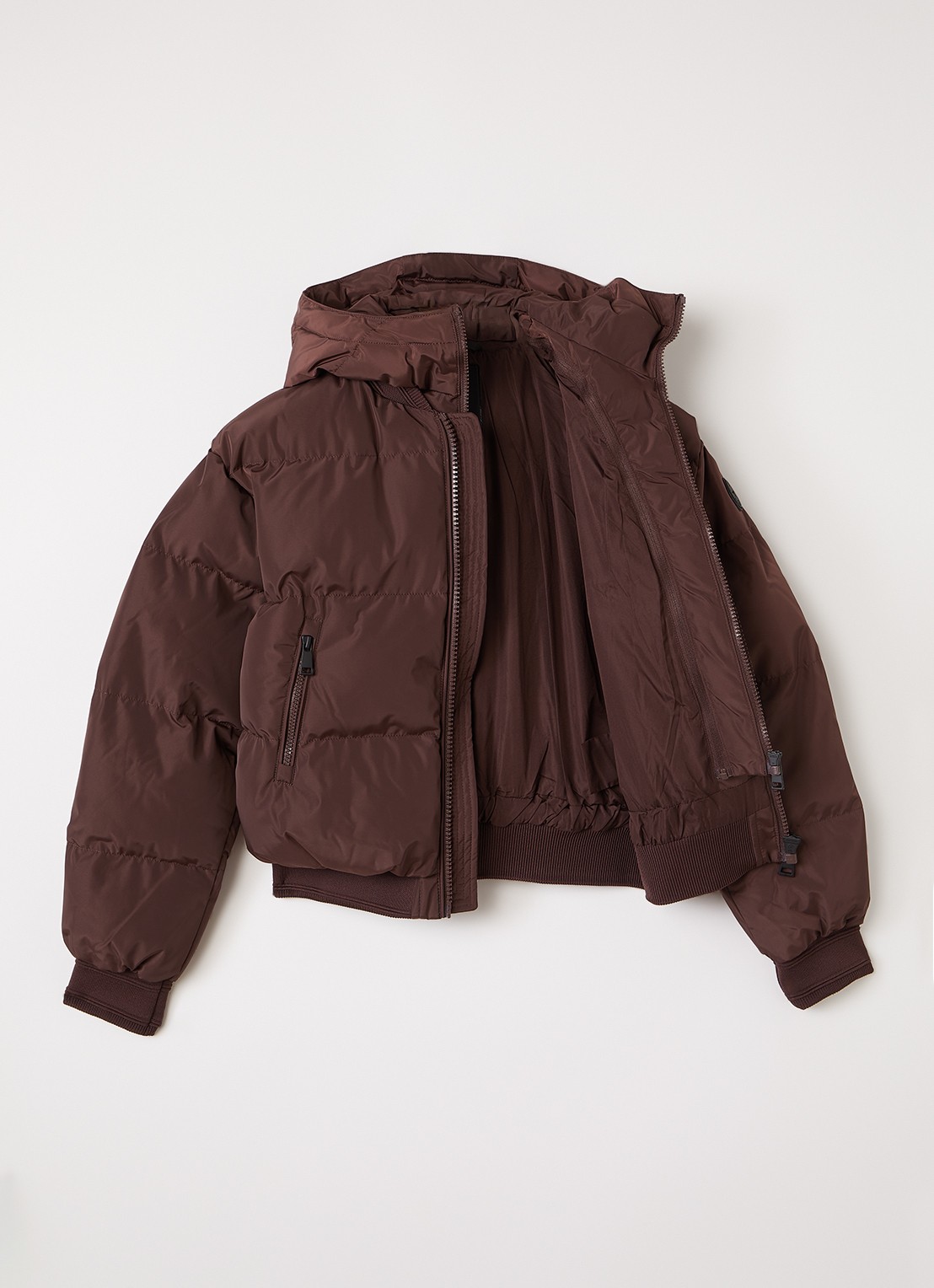 Airforce Bree puffer jack met logo met afneembare capuchon - voorkant 3 bordeauxrood