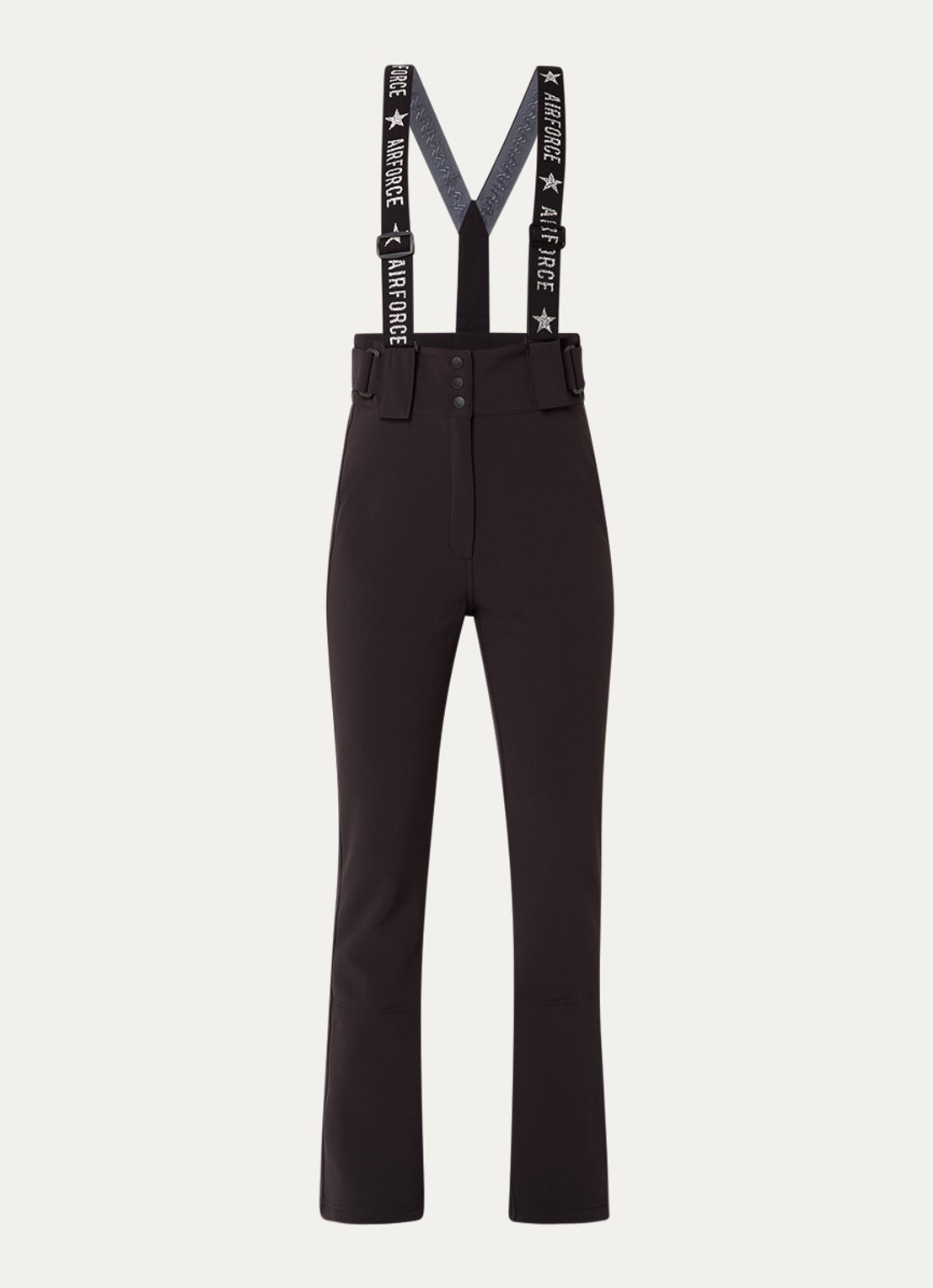 Airforce Christie high waist flared fit skibroek met afneembare bretels - voorkant zwart